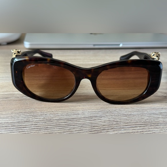 Cartier Cat-Eye Panther Leopard Print Sunglasses - Picture 1 of 6